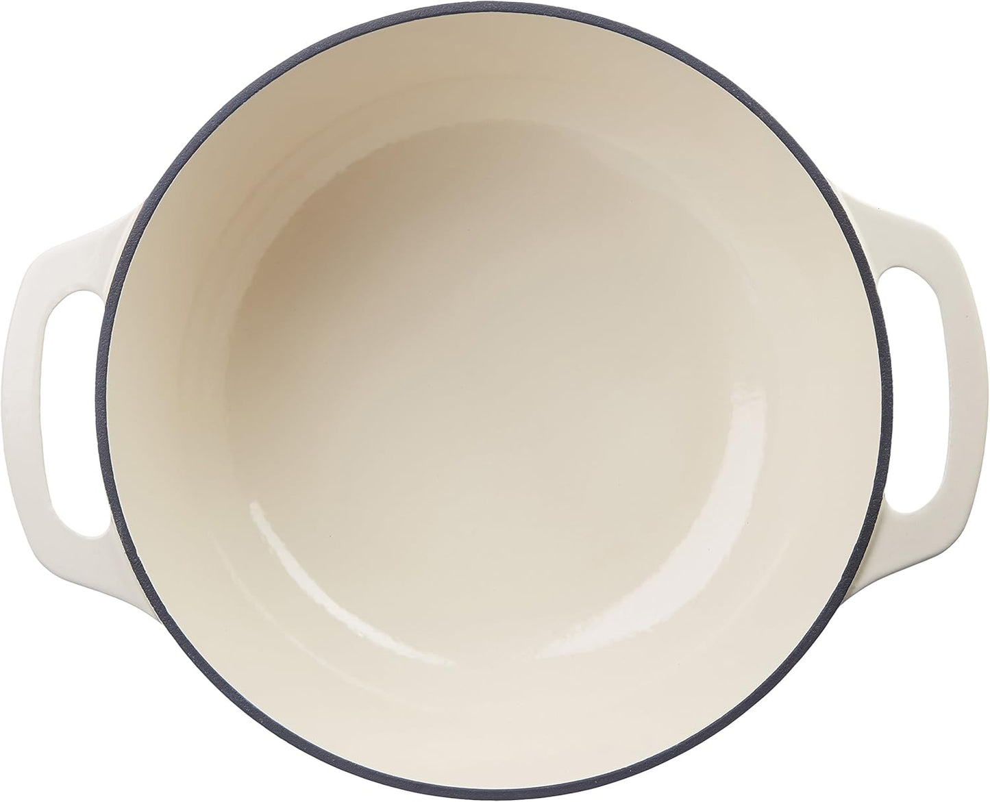 Iron Oven Pot with Lid, Enameled, Round, Dual Handles, Heavy-Duty, Small, 4.3-Quart, White