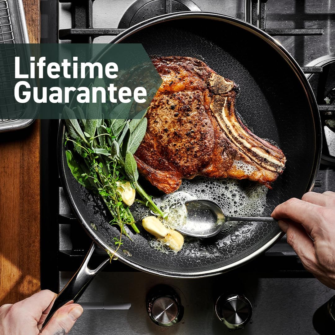 Hybrid Nonstick 12-Inch Frying Pan with Tempered Glass Lid, Stay-Cool Handle, Dishwasher-Friendly, Oven-Safe Up to 900°F, Compatible with All Cooktops - Cookware