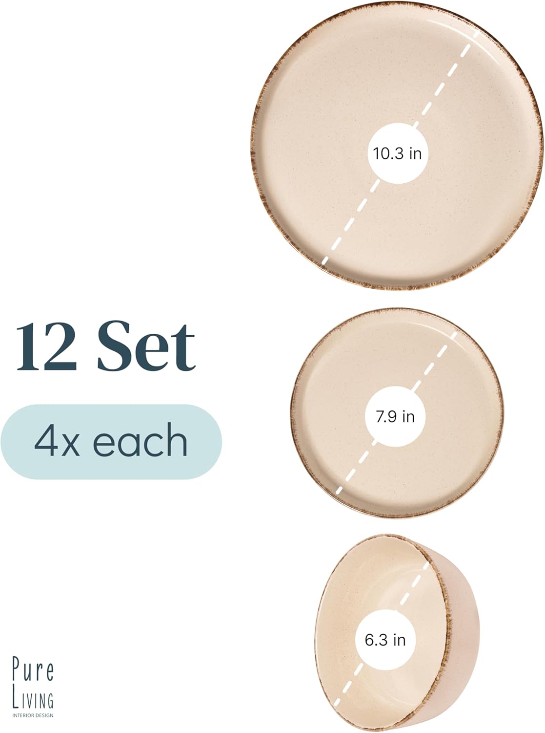 12 Piece Dinnerware Sets for 8 - Modern Style Stoneware Dinnerware Set - Scratch Resistant, Dishwasher Safe Plates and Bowls Sets Ceramic, Dish Set, Bowl and Plate Set - Black and Petrol Blue…