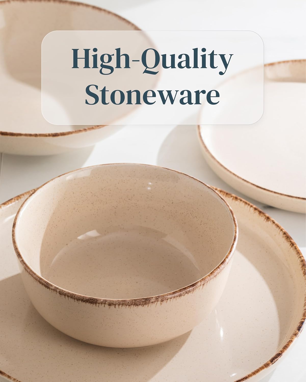 12 Piece Dinnerware Sets for 8 - Modern Style Stoneware Dinnerware Set - Scratch Resistant, Dishwasher Safe Plates and Bowls Sets Ceramic, Dish Set, Bowl and Plate Set - Black and Petrol Blue…