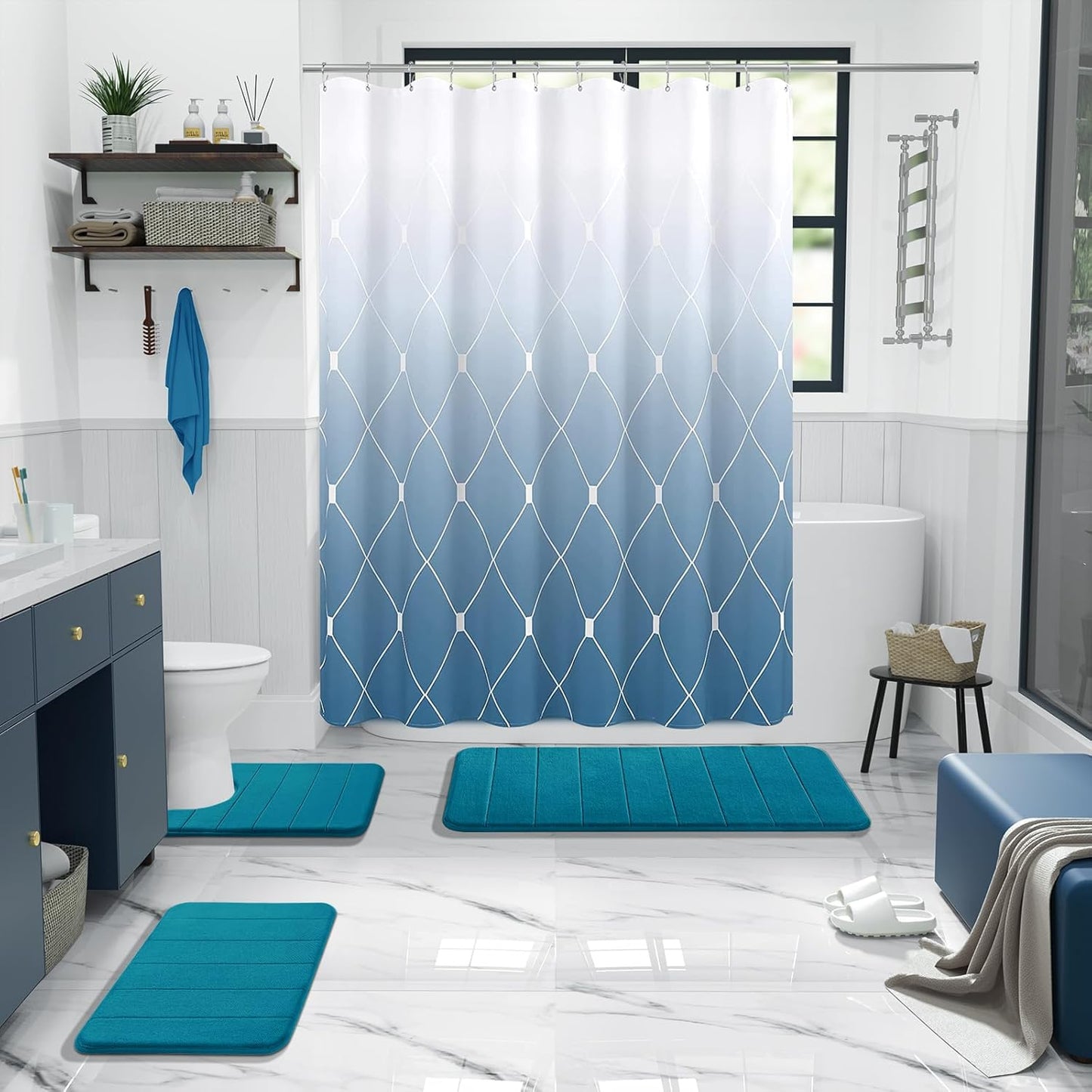 Memory Foam Bath Mat Large Size, 31.5 x 19.8, Super Soft Non-Slip Bathroom Rug, Water Absorption, Machine Wash, Thick, Comfortable, Easier to Dry for Bathroom Mat, Tub and Shower, Lavender