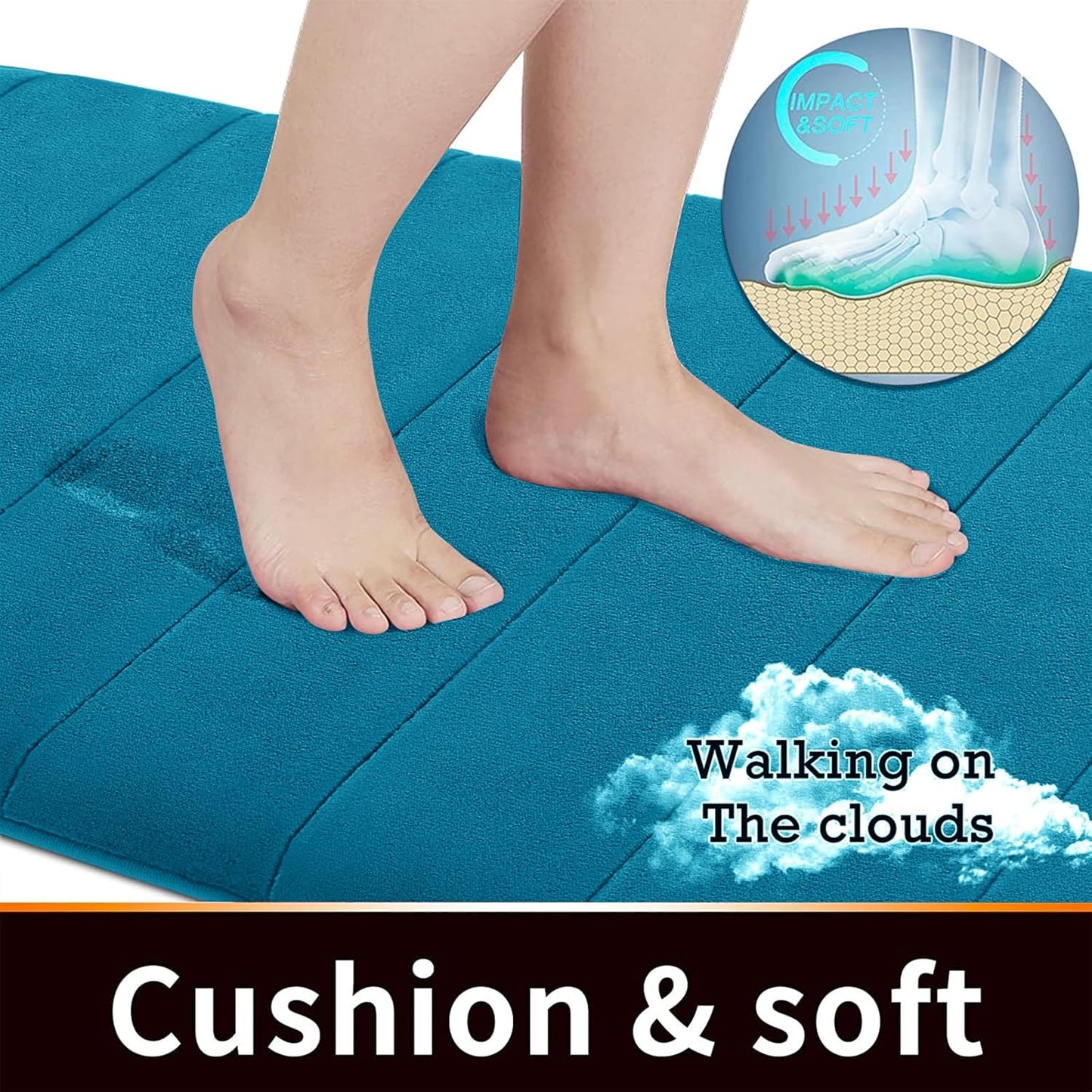 Memory Foam Bath Mat Large Size, 31.5 x 19.8, Super Soft Non-Slip Bathroom Rug, Water Absorption, Machine Wash, Thick, Comfortable, Easier to Dry for Bathroom Mat, Tub and Shower, Lavender