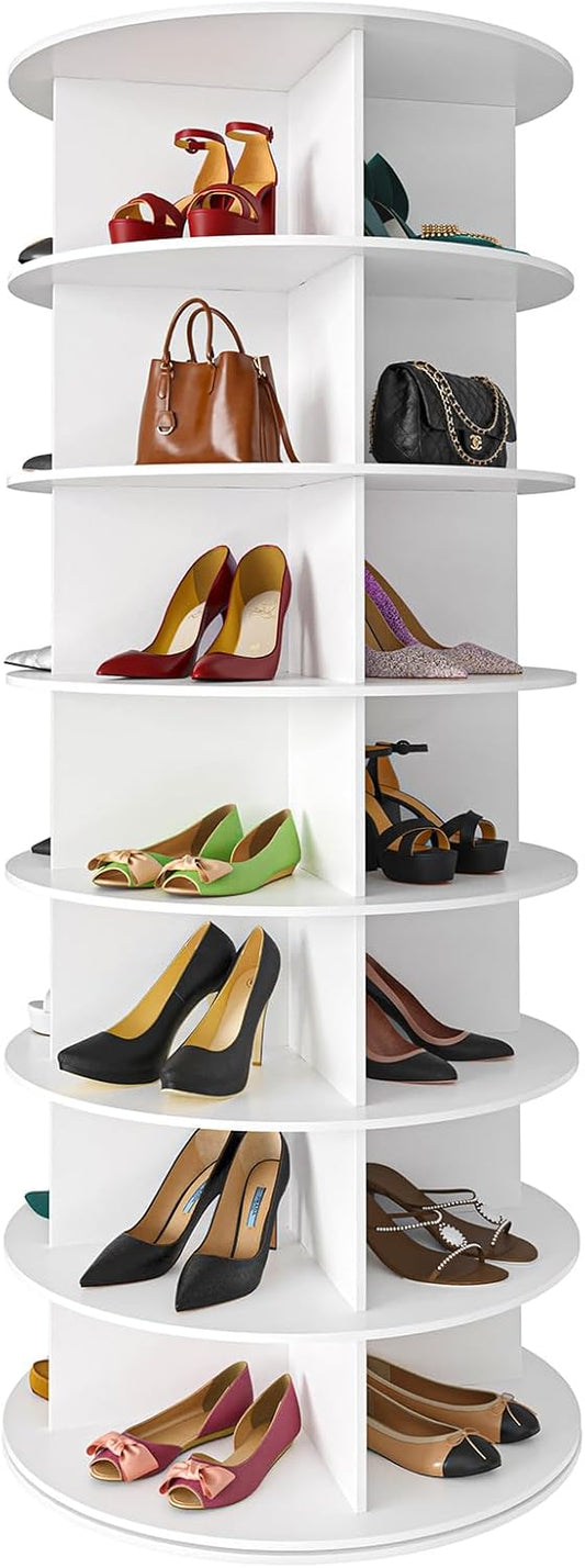 7 Tier Rotating Shoe Rack Tower Revolving 360 Storage Round Carousel with Spinning Shoe Display, Vertical Handbag for Organized Storage