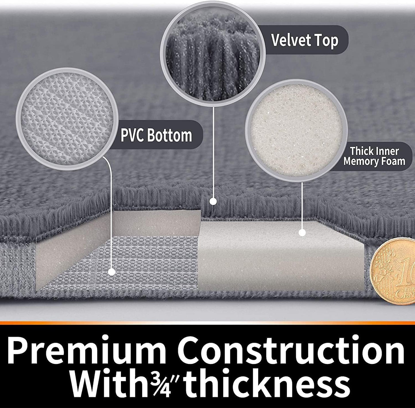 Memory Foam Bath Mat Large Size, 31.5 x 19.8, Super Soft Non-Slip Bathroom Rug, Water Absorption, Machine Wash, Thick, Comfortable, Easier to Dry for Bathroom Mat, Tub and Shower, Lavender