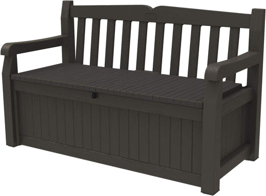 70 Gallon Storage Bench Deck Box for Patio Storage, Front Porch Decor and Outdoor Seating – Perfect to Store Garden Tools and Pool Floats, Graphite